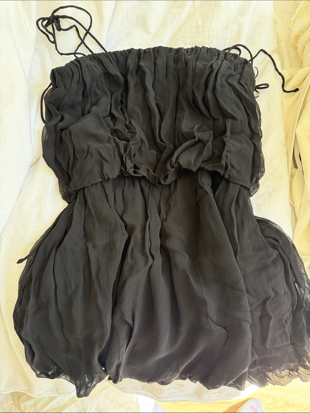 Mango Black Strapless Ruffle Mini Dress - Picture 2 of 2